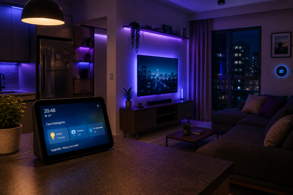 Apartamento moderno automatizado com Echo Show e iluminação inteligente