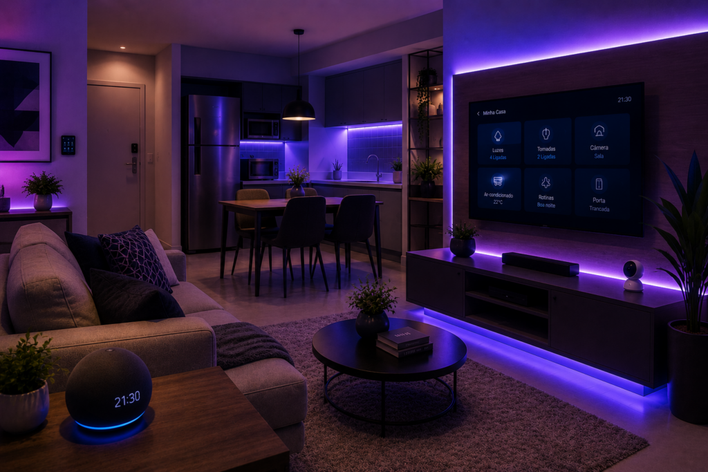 Apartamento inteligente com Alexa e dispositivos conectados