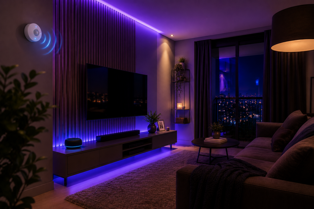 Sala automatizada com sensor de presença e Alexa