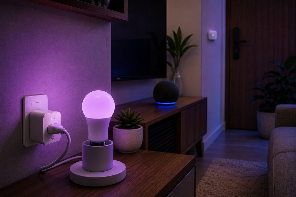 Dispositivos inteligentes funcionando sem hub em uma sala de estar