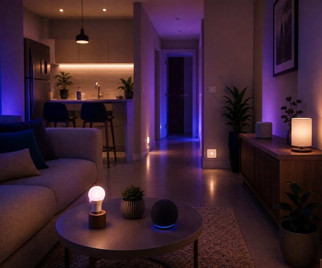 Casa inteligente com lâmpada tomada interruptor e sensor Matter